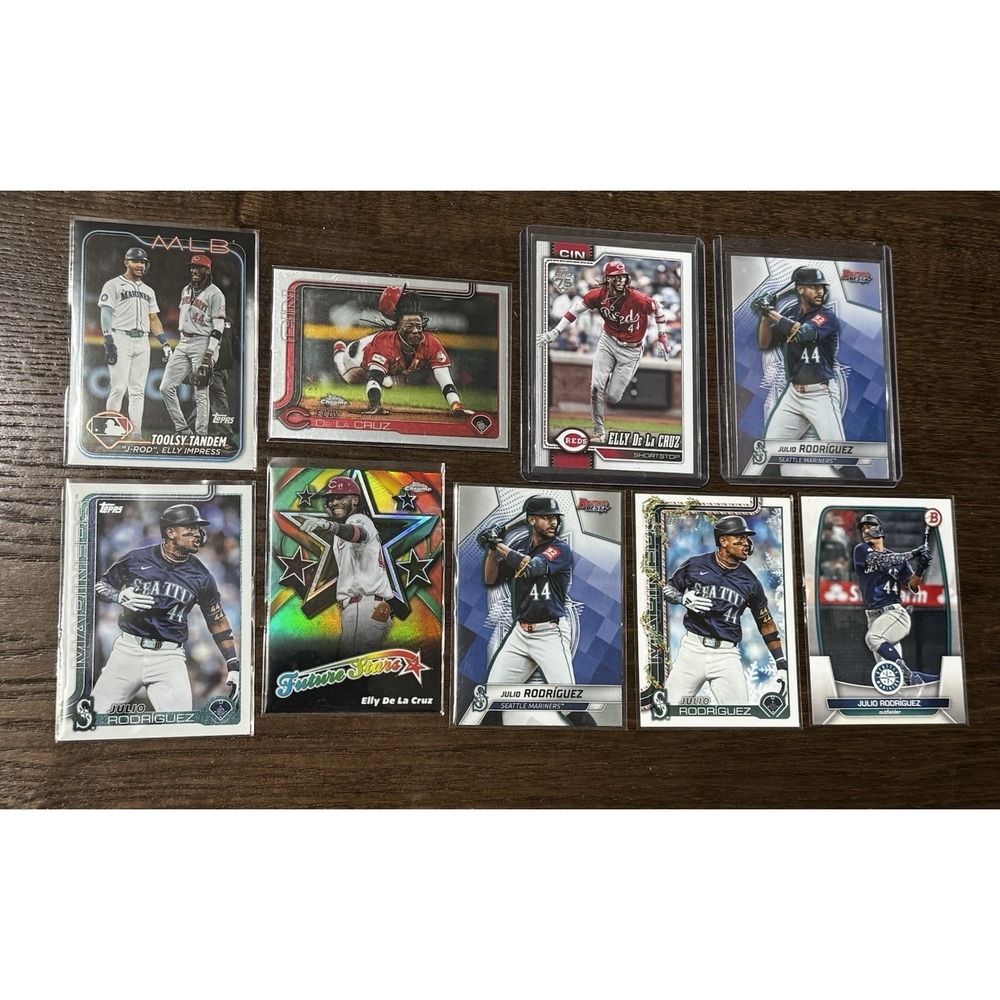 Elly De La Cruz / Julio Rodriguez Lot  Inserts, Chrome, Bowmans Best – 9 Cards